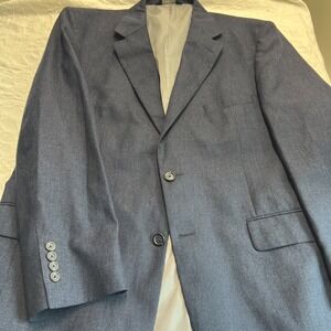 Jos A Bank Blazer Sport Coat 42 SH NAVY Linen Wool Silk‎ Preppy Classic MINT